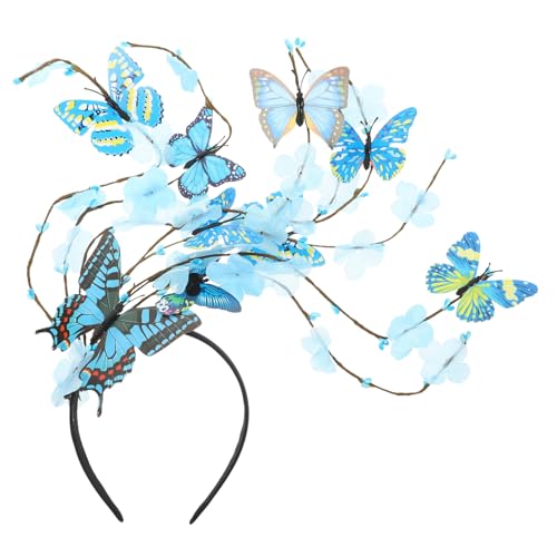 Healeved 4stücke Butterfly Stirnband Damen Exaggeriertes Haarschmuck Für Tea Party Elegantes Haaraccessoire Für Frauen Blauer Haarschmuck Für Besondere Anlässe Vintage Look Charm von Healeved