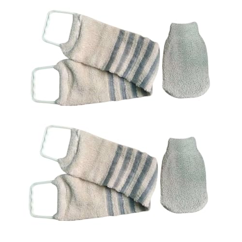 Healeved 4 Stück doppelseitiges Peeling-Handtuch Peeling-Handschuhe Badeschrubber gloves fäustel handtücher abgestorbene Haut entfernen Spa-Handschuh gefrostet Badekugel von Healeved