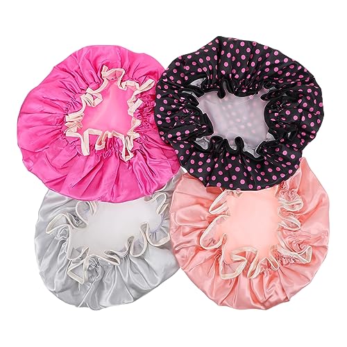 Healeved 4stücke Teiliges Duschhaube Für Damen Wasserfeste Und Wiederverwendbare Haarpflegehauben Für Lange Haare Verschiedenen Farben Wassermelone Punkte von Healeved