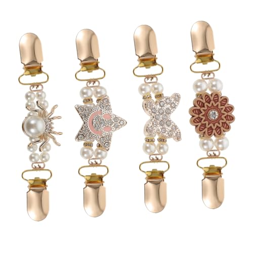 Healeved 4 Stück Faux Pearl Schalclips Broschen für Pullover Strickjacken und Schals Hochwertige Damenmodeaccessoires für Stilvolle Outfits von Healeved