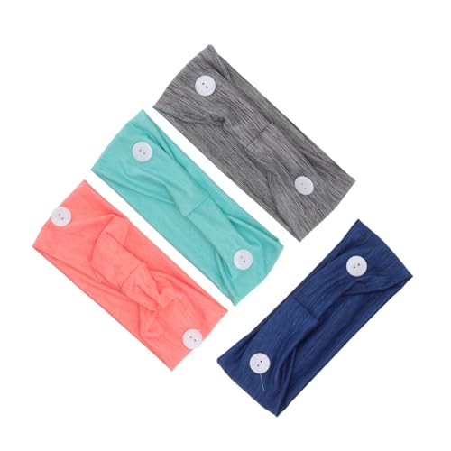 Healeved 4stücke Teiliges Damen Stirnband Mit Knöpfen Atmungsaktives Haarband Zum Schutz Der Ohren Sport-headband Rot Blau Und Grün Für Fitness Und Alltag von Healeved