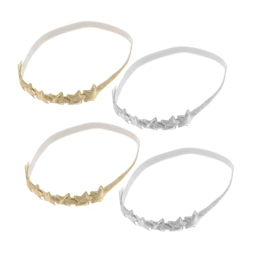 Healeved 4 Stück Fünfzackiger Stern Stirnband Säuglingsstirnbänder Stirnband Kleinkind Stern Glitzer Stirnbänder Mit Sternen Kopfbedeckung Mädchen Haarband Stoff von Healeved