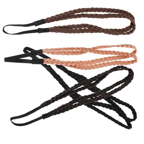 Healeved 4 Stück Geflochtenes Elastisches Haarband Dehnbar Bequem und Strapazierfähig Verstellbar für Frauen Modischer Haarschmuck in Schwarz Dunkelbraun Braun Gold Vielseitig Einsetzbar von Healeved