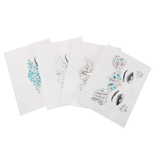 Healeved 4stücke Strass Gesichtsjuwelen Glitzernde Rhinestone Tattoos Für Festivals Rave Und Karneval Selbstklebende Aufkleber Für Kreative Gesichtsgestaltung Und Makeup-dekoration von Healeved
