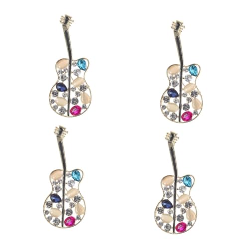 Healeved 4 Stück Gitarrenbrosche Broschen Für Frauen Musik-schmuck-brosche Gitarrennadel Musikstift Musikalische Brosche Anstecknadel Für Musikinstrumente Hemd Reversnadel Legierung von Healeved