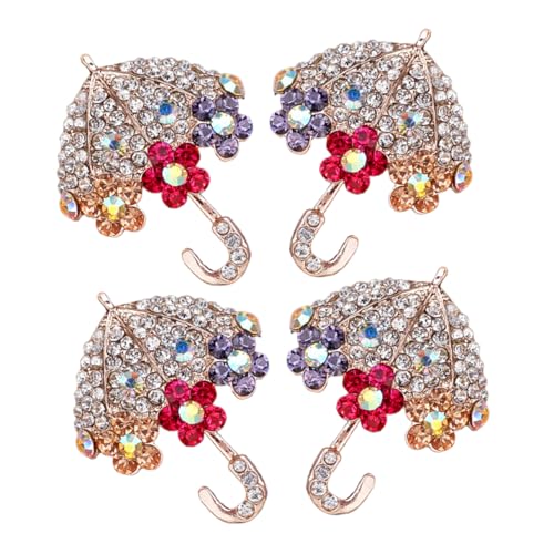 Healeved 4 Stück Glänzende Regenschirm Broschen mit Funkelnden Strasssteinen Anstecknadeln für Kleidung Vintage Inspirierte Ornamente für Kleider und Accessoires Schmuckpins von Healeved