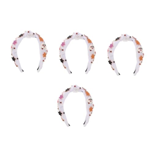 Healeved 4 Stück Gothic Halloween Haarreif mit Kürbis und Teufelsmotiv Funkelnde Strasssteine und Perlen Kreative Kostümaccessoires für Partys und Maskeraden Vielseitig Einsetzbar von Healeved