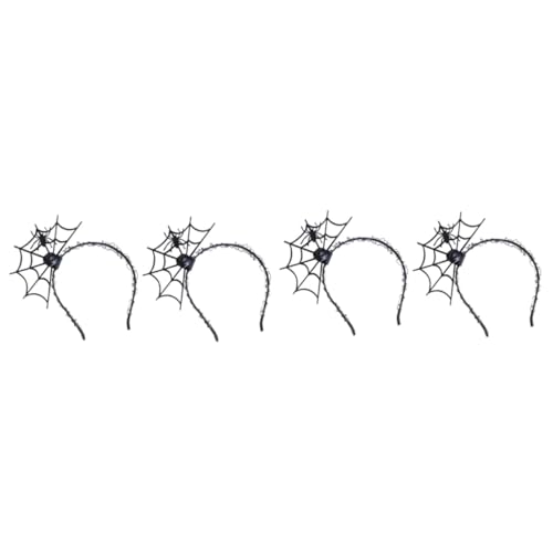 Healeved 4 Stück Halloween Cosplay Spider Web Haarschmuck Leichte Langlebige Haarreifen Schwarz Dekorative Stirnbänder für Damen Fasching Karneval Party und Festival von Healeved