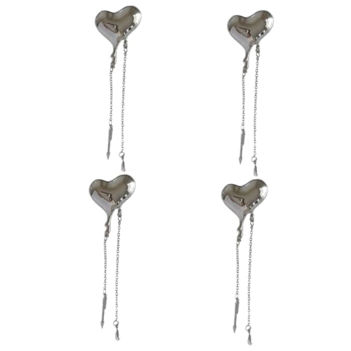 Healeved 4 Stück Herz Brosche mit Kette für Damen Eleganter Anstecker Herzform Schmuck für Blusen Anzüge für Weihnachten Muttertag Besondere Anlässe von Healeved