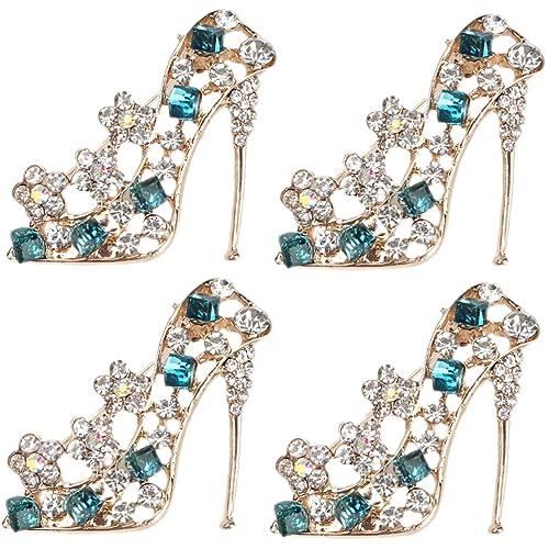Healeved 4 Stück High Heel Brosche mit Glitzerstein Anstecknadel für Damen Modisches für Abendkleider Schals Taschen Langlebig für Besondere Anlässe von Healeved
