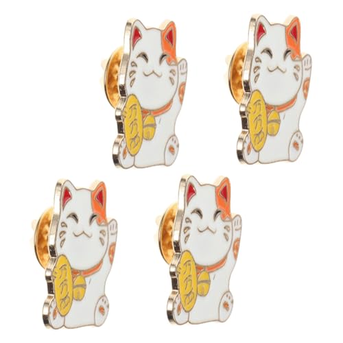 Healeved 4 Stück Japanische Katzenbrosche Niedliche Tier Anstecker Glückskatze Anstecknadel Für Kleidung Taschen Jacken Hemden Rucksäcke DIY Basteldekorationen von Healeved