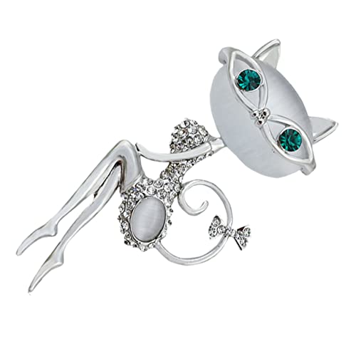 Healeved 4 Stück Katzenaugen Brosche Opal Vintage Anstecker für Schal Kleidung Taschen für Katzenliebhaber Besondere Anlässe Einzigartiges für Frauen von Healeved