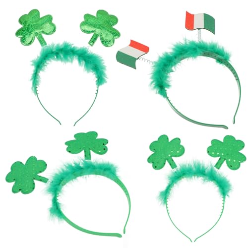 Healeved 4 Stück Klee Stirnband st. Patricks Day Haarreifen st. Patricks Day Kopfschmuck Kleidung Hijab Patrick Kleeblatt Kopfbedeckung Festival-Party-Stirnband Mädchen Yingschi Geldbörse von Healeved