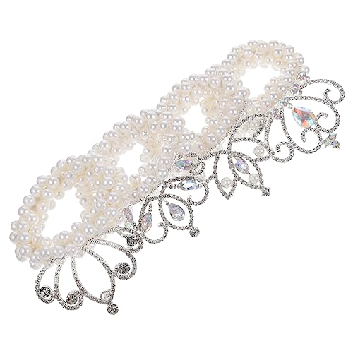 Healeved 4stücke Perlen Haarband Pferdeschwanzring Mit Perlen Haarring Mit Gummiband Perlenhaarschmuck Für Frauen Elastische Haarseile Mit Kopfbedeckung Haarschmuck Für Perlenkopfschmuck von Healeved