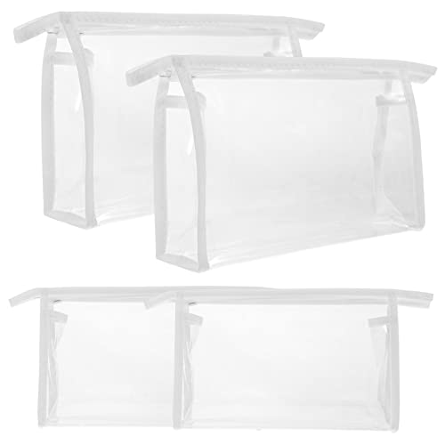 Healeved 4 Stück Kulturbeutel Kosmetik-Make-up-Tasche Transparente Schminktasche Toilettenartikel in Reisegröße Für Damen Makeup Tasche Mäppchen Kosmetiktasche Handheld Fräulein Weiß PVC von Healeved