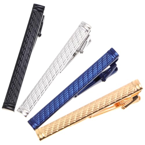 Healeved 4 Stück Kupfer Krawattenklammer Langlebige Leichte Herren Krawattenclips Modische Business Necktie Clamps für Formelle Anlässe Stilvolle Accessoires für Männer von Healeved