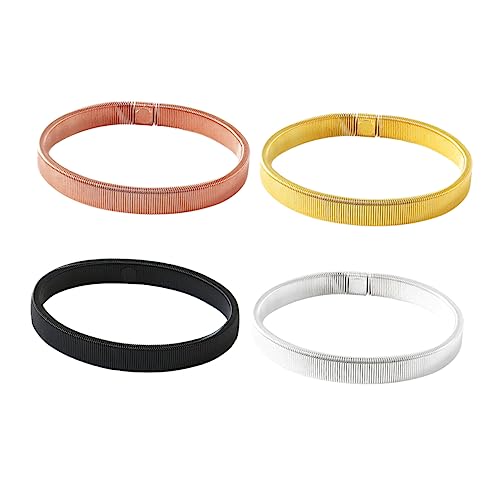 Healeved 4 Stück Männer Bangle Armbänder Metall Elastische Cuff Armbänder für Männer Modisches Schmuckstück für Teenager und Erwachsene Farblich Gemischt Langlebig und Hautfreundlich von Healeved
