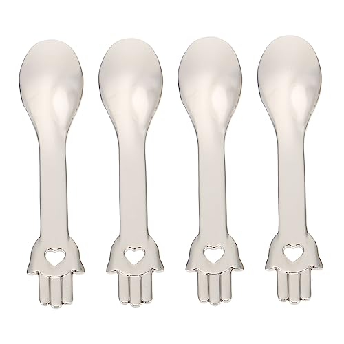 Healeved 4 Stück Make -up -Löffel Schild machen Hautpflege Kollagen klein für Wiederverwendbarer Make -up - Schminklöffel Gesichtscremelöffel Zinklegierung Silver von Healeved