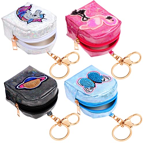 Healeved 4stücke Mädchen Münze Tasche Aus Pu-Material Kleiner Geldbeutel Mit Schlüsselring Zum Aufbewahren Von Kleingeld Und Schlüsseln Als Schlüsselanhänger von Healeved