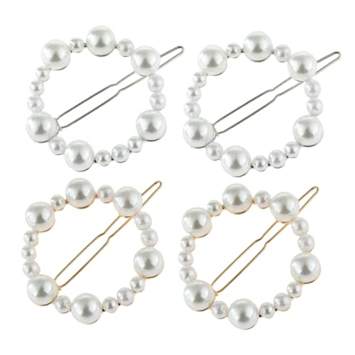 Healeved 4 Stück Perlen Haarspangen Runde Haarklammern für Damen Modischer Haarschmuck für Verschiedene Frisuren für Feiern und Hochzeiten Design für von Healeved