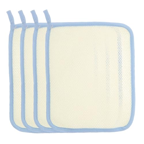 Healeved 4 Stück Quadratische Handtücher Seifenbeutel Ve Tücher Waschlappen Peeling Hautlappen Geschirrspüllappen Luffa Handtuch Feuchtigkeitsspendendes Trockenes Mikrofasertuch von Healeved