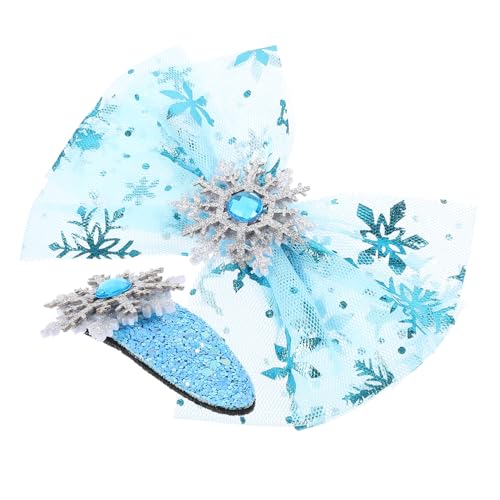 Healeved 4 Stück Schneeflocken Haarspangen mit Schleife Funkelnde Haarklammern für Mädchen Niedliches Haaraccessoire für Besondere Anlässe für Partys und Alltag von Healeved