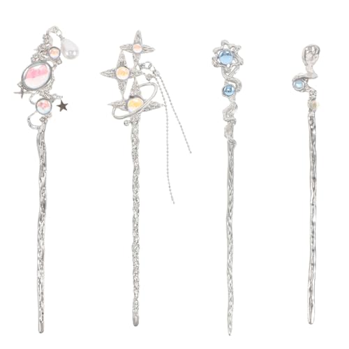 Healeved 4 Stück Sternstäbchen Für Langes Haar Chinesischer Hanfu Asiatischer Vintage Essstäbchen Metall Dutt Hochsteckfrisurenhalter Lange Haarnadeln Für Und Mädchen von Healeved