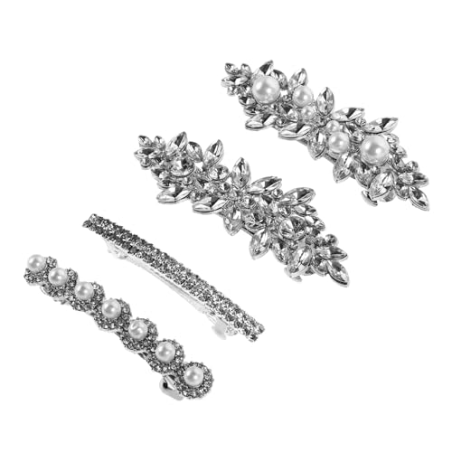 Healeved 4 Stück Strass-haarspangen mit Funkelnden Perlen Leichte Französische Braut-haarclips Stabile Frühlings-barrettes für Hochzeit und Party Komfortabler Haarschmuck für Frauen von Healeved