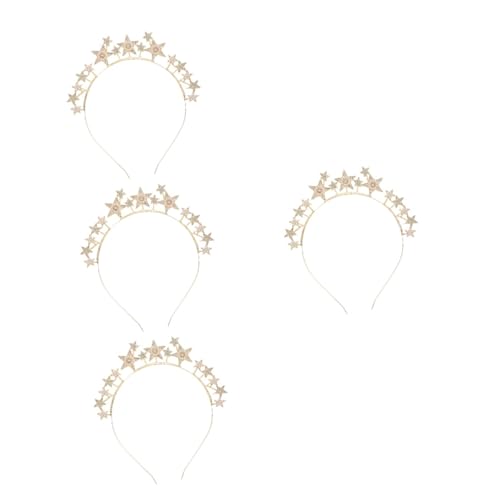 Healeved 4 Stück Strass-stirnband Haarschmuck Haarband Brautkopfschmuck Für Die Hochzeit Göttin Stirnband Geburtstagsaccessoires Für Frauen Bling Stirnband Pentagramm Legierung von Healeved