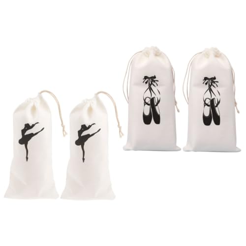 Healeved 4 Stück Teiliges Ballettschuhbeutel mit Kordelzug Tragbare Tanzschuh Tasche aus Satin Großer Stauraum für Ballettschuhe und Zubehör Vielseitig für Mädchen und Tänzerinnen Waschbar von Healeved