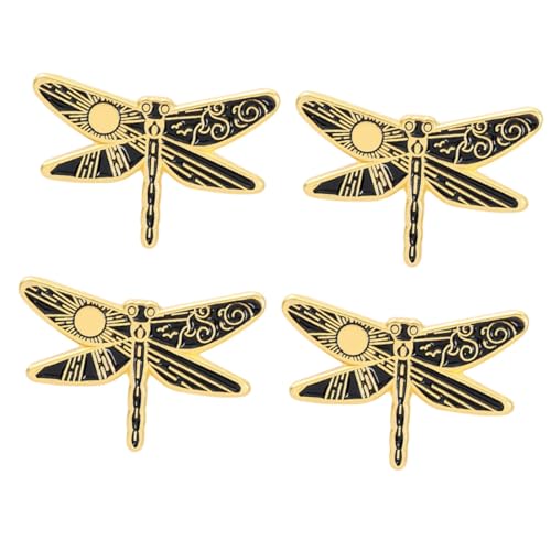 Healeved 4 Stück Teiliges Cartoon Libelle Mondmotiv Modische Anstecknadeln aus Langlebigem Legierungsmetall Kreative Brosche für Kleidung Taschen Hüte und Schals von Healeved