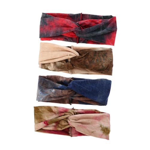Healeved 4 Stück Teiliges Elastisches Yoga Haarband Damen Weiches Boho Stirnband mit Knoten Atmungsaktiv Schweißabsorbierend und Rutschfest Vielseitig für Sport und Outdoor Aktivitäten von Healeved