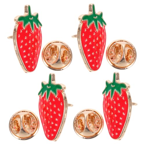 Healeved 4 Stück Teiliges Erdbeer Broschen Set Robustem für Kleidung und Taschen Früchte Anstecker für Partys und Alltagsoutfits Langlebige Accessoires von Healeved