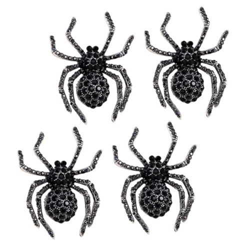 Healeved 4 Stück Teiliges Halloween Spinnen Broschen Große Retro Anstecknadeln mit Strass Langlebige Tierbroschen für Kleidung Schals Hüte Dekoration für Party und Festival von Healeved