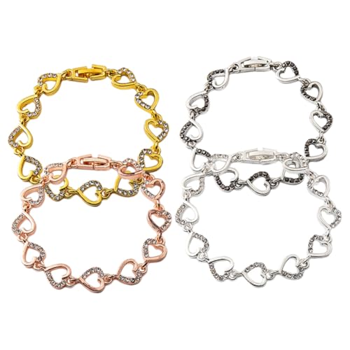 Healeved 4 Stück Teiliges Herzarmband Damen Modisches Handgelenkschmuck Roségold Einfaches Design für Perfektes für Geburtstage Weihnachten Valentinstag von Healeved