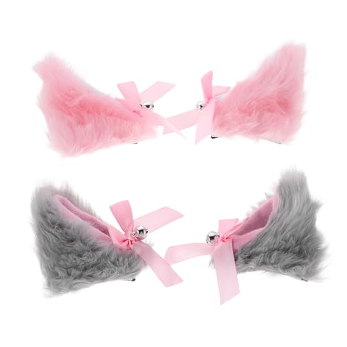 Healeved 4stücke Katzenohren Haarspangen Mit Glöckchen Tierkopf Kopfschmuck Für Halloween Cosplay Party Und Täglichen Gebrauch Für Erwachsene von Healeved