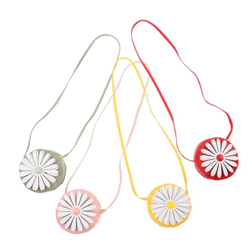 Healeved 4 Stück Teiliges Mädchen Handtaschen Leichte Kleine Daisy Crossbody Umhängetasche aus PU Kompakte Kindertasche für Alltag Reisen Einkaufen Party Niedliche Vielseitige von Healeved