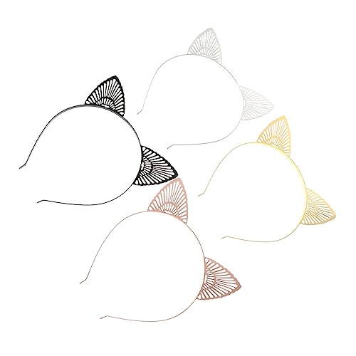 Healeved 4 Stück Teiliges Metall Katzenohren Haarband Verstellbar Leicht und Langlebig Niedliches Party und Cosplay Zubehör für Damen Geeignet für Halloween Weihnachten und Bühnenauftritte von Healeved