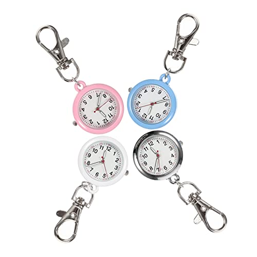 Healeved 4stücke Krankenschwester Taschenuhr Im Dunkeln Leuchtend Metall Schlüsselanhänger Uhr Krankenschwester Uhr Mit Runder Schlüsselringe von Healeved