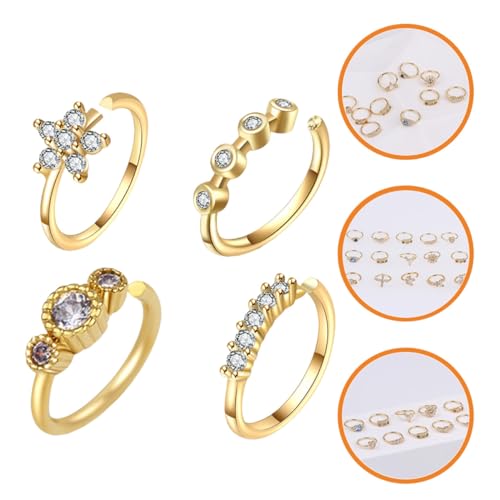 Healeved 4 Stück Teiliges Nasenclip Zirkonia Verstellbare Hautfreundliche Nasenringe in Goldoptik Schmerzfreie Nasenschmuck Dekoration für Frauen und Mädchen Modisch und Langlebig von Healeved