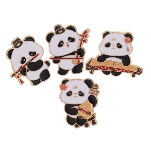 Healeved 4 Stück Teiliges Panda-broschen Chinesischem Musikinstrument Emaillierte Metallnadeln für Diy-kleidung Süße Anstecknadeln für Hemdkragen Rucksack Hut und Kleidungsdekoration von Healeved