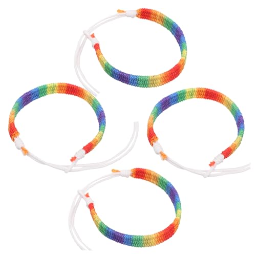 Healeved 4 Stück Teiliges Regenbogenarmband Verstellbare Handgefertigte Armbänder für Damen Herren Freundschaftsbänder Lgbt Schmuck Unisex Armbänder Stilvolles Accessoire von Healeved