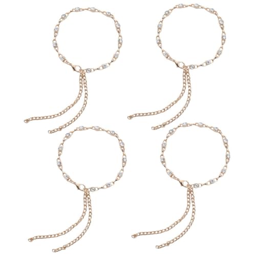 Healeved 4 Stück Teiliges Rhinestone Schuhkette Ankle Chain für High Heels Verlust Dekoration für Schuhe Elegantes Accessoire für Frauen Einfach zu Befestigen von Healeved