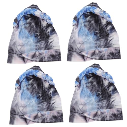 Healeved 4 Stück Turban Hut geflochtener Hut Mikrofasertuch für die Haare schnell trocknende Haarmütze Handtuch fönhaube Haartuch Damen Kopftuch Tie-Dye geflochtene Mütze Schal von Healeved