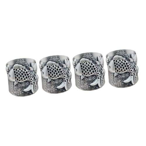 Healeved 4 Stück Verstellbarer Lotus Ring für Damen Retro Finger Ring Hochwertigem für Hochzeiten Partys und Täglichen Gebrauch Silber von Healeved