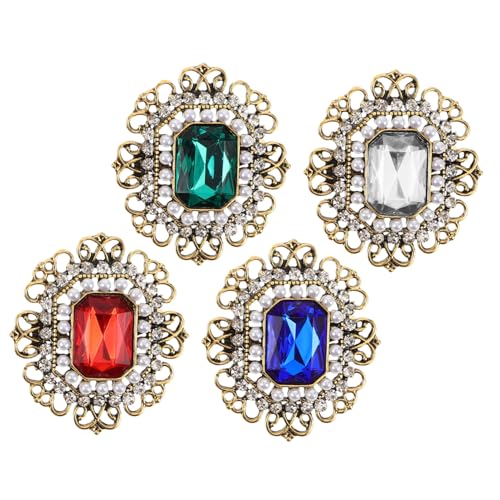 Healeved 4 Stück Vintage Broschen für Damen mit Legierungs-strasssteinen und Perlen Retro Schmuck für Hochzeitsanstecker und Braut Corsagen Elegante Brautschmuck-accessoires von Healeved