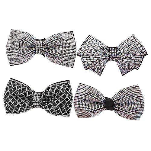 Healeved 4 Stück Vintage Haarschleifen Set Teilig mit Funkelnden Strasssteinen Geometrisch und Netzartig Gestaltet Haarspangen für Mädchen Ponytail und Half Up Frisuren Attraktiver von Healeved