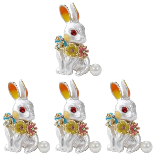 Healeved 4 Stück Vintage Kaninchen Brosche Kreatives Häschen Design für Kleidung Anstecknadel für Damen Eleganter Schmuck für Ostern und Besondere Anlässe Hübsches für Freunde und Familie von Healeved