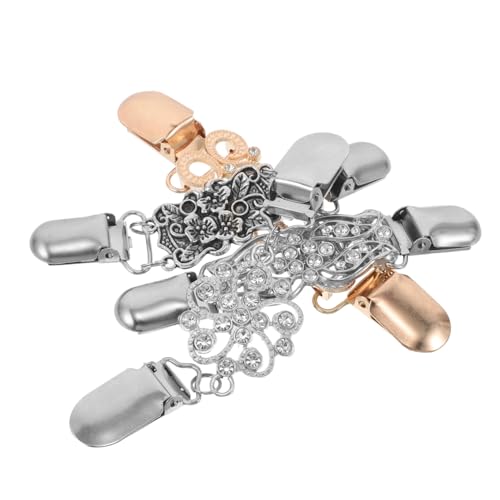 Healeved 4 Stück Vintage Metal Shawl Clips mit Funkelnden Strasssteinen Stabile Legierung Europäischer Stil Vielseitige Broschen für Strickjacken Schals Tücher Stilvolle Damen-accessoires von Healeved