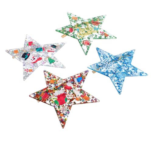Healeved 4 Stück Weihnachtliche Haarklammern Teiliges Frauen Haarspangen mit Unregelmäßigen Sternmotiven Festliche Haaraccessoires Sicheres Halten für Weihnachten von Healeved
